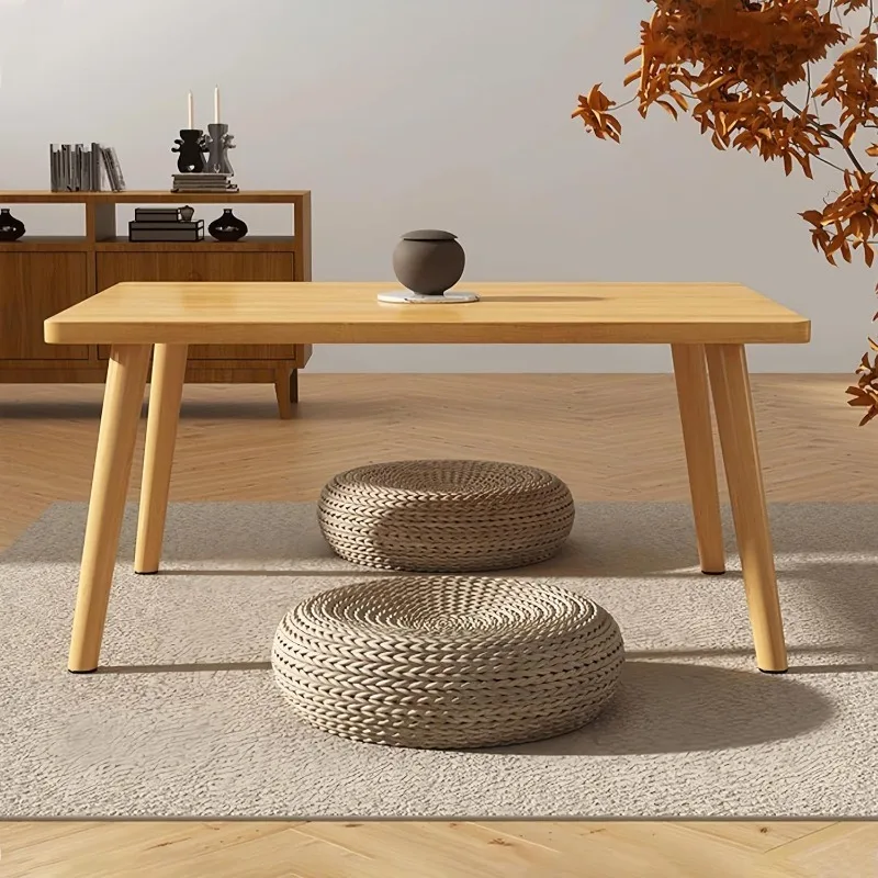 Small Coffee Table Low Table Solid Wood Sturdy Floor Table Desk for Sitting on The Floor, Storage and Living 5