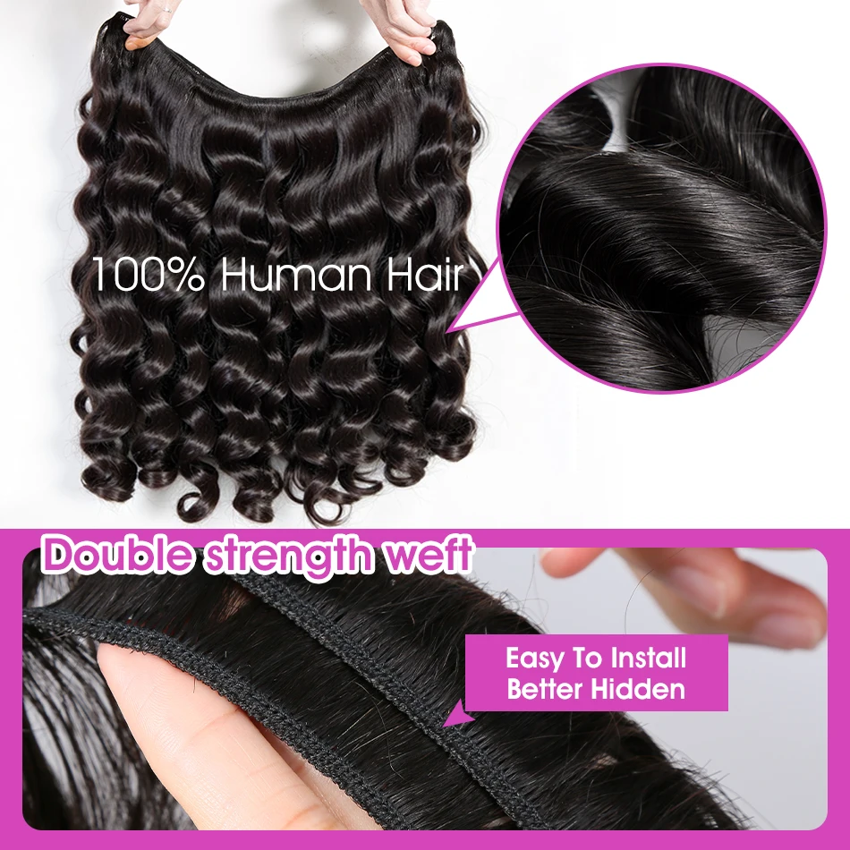 Human Hair Extensions 30 38 40 Inch Loose Deep Wave Double Weft Bundles Curly Bundles
