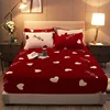 WOSTAR Winter warm coral fleece fitted sheet elastic mattress cover velvet bedspread single double bed linens bedding king size 1