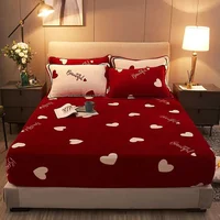 WOSTAR Winter warm coral fleece fitted sheet elastic mattress cover velvet bedspread single double bed linens bedding king size 1