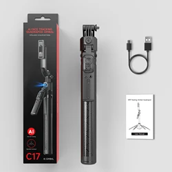 Enhanced AI-Powered 360° Auto-Tracking Foldable Selfie Stick and Tripod (C17)