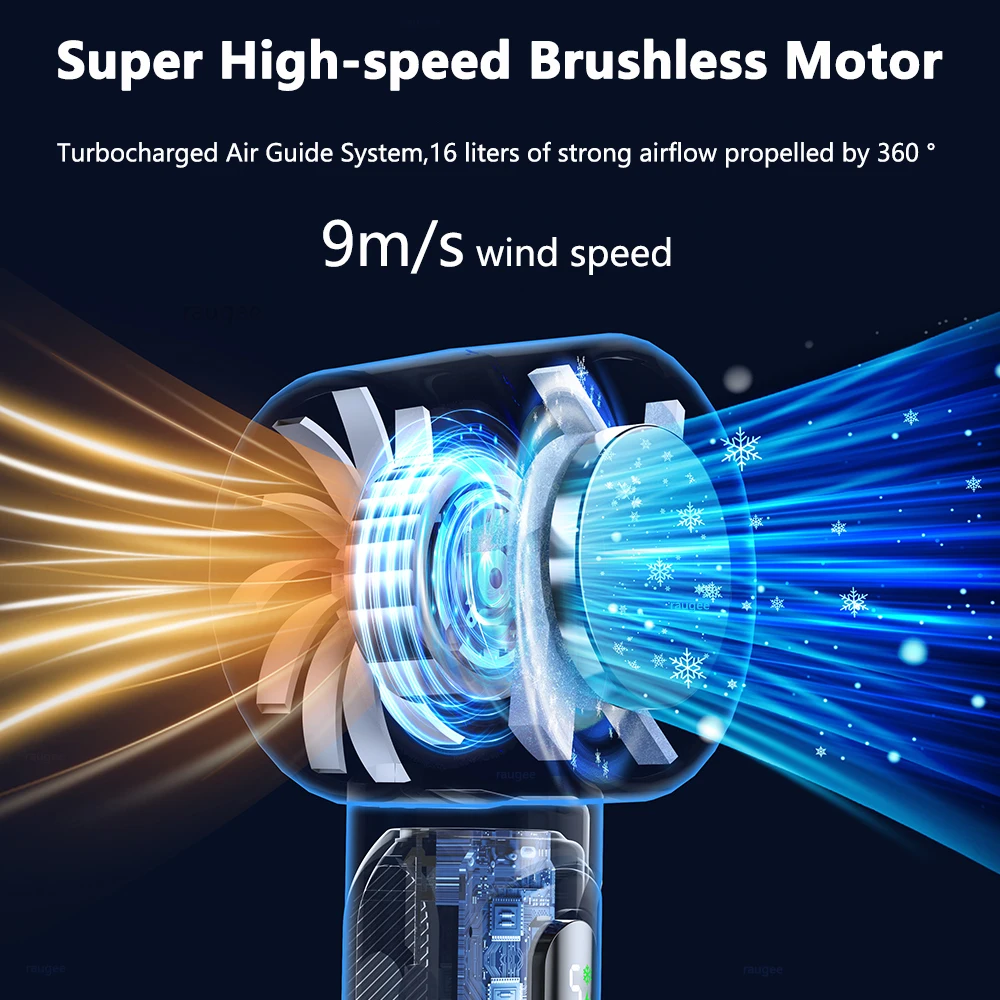 Portable Fan Mini Handheld Fan USB Rechargeable Turbo Fan Foldable Hand held Fan Small Ice Cooling Fan with 4000mAh Power Bank 3
