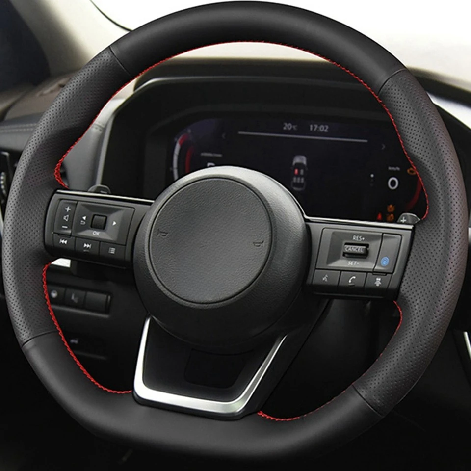 Für Nissan Qashqai J11 J10 Leaf X Trail im März Tiida Kicks Versa Ju 2023, Kunstleder, Auto-Lenkradbezug, Geflecht – Detail 1