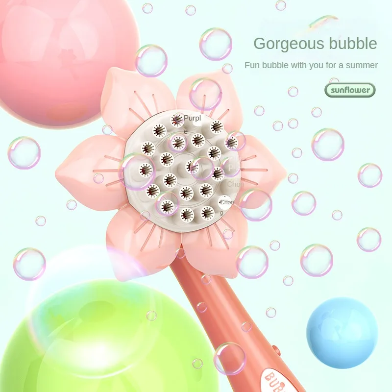 Children's Sunflower Bubble Toy Handheld Bubble Boy Girl Outdoor Gift Toy (excluding Bubble Liquid And Battery) 4