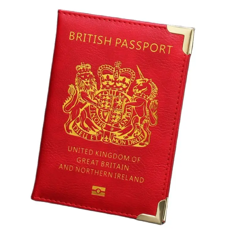 

Leather UK Passport Cover United Kingdom Travel Document Protective Case ID Card Holder for Great Britain British Men and Women