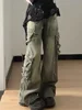 Loose Retro Washed Cargo Jeans Streetwear Women Zipper Baggy Pants Hiphop Straight Pants Multi-pocket Wide Leg Jeans Women 3