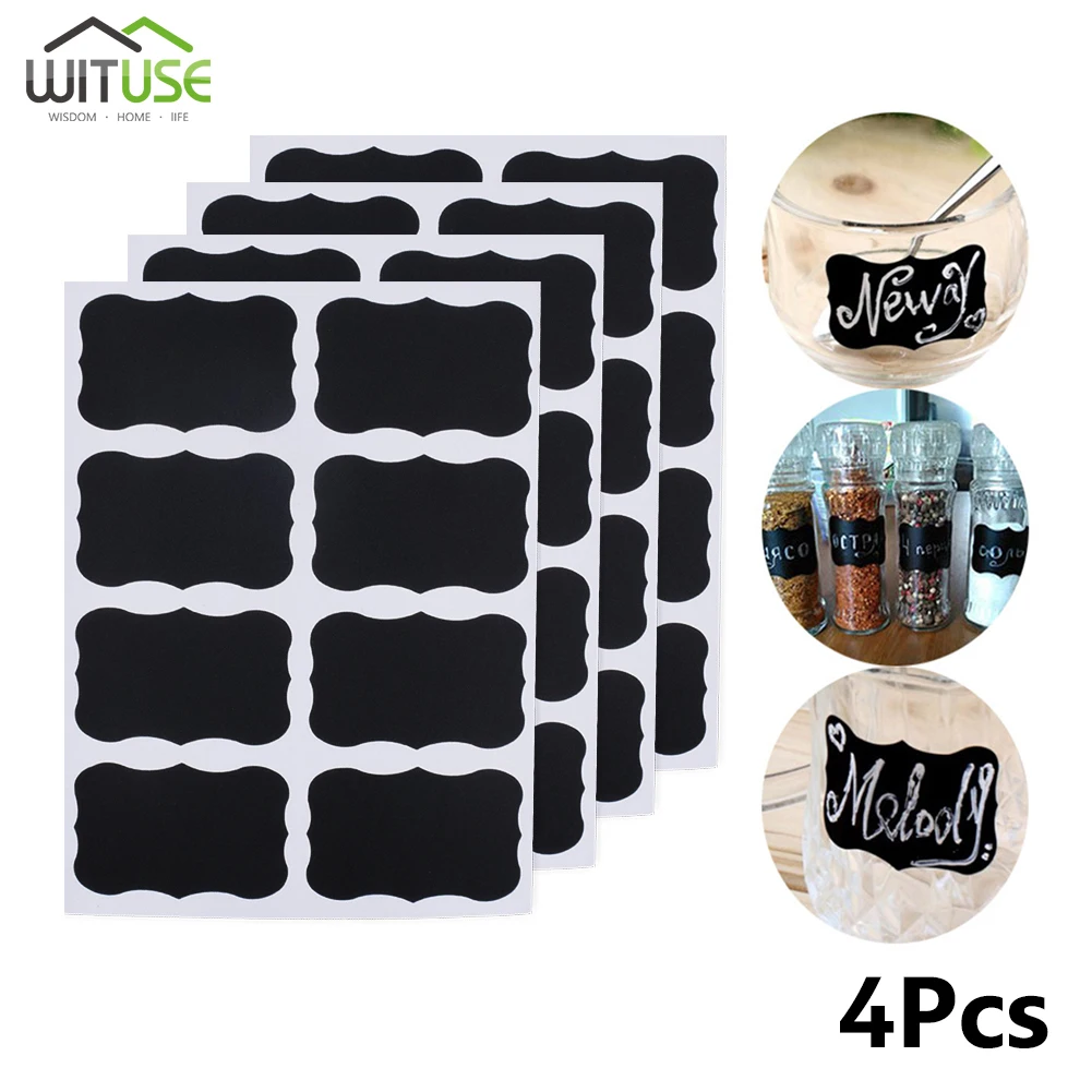 32pcs/4 Sets Blackboard Sticker Chalkboard Kitchen Spice Label Stickers Home Jars Bottles Tags Blackboard Labels Stickers label stickers