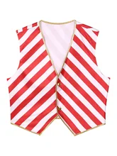  Mens Candy Cane Christmas Costume Striped V-Neck Sleeveless Santa Claus Waistcoat Vest Jacket for Xmas Holiday Party New Year 