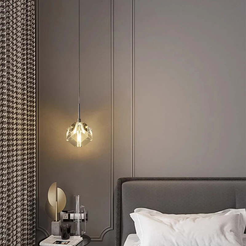 Bedroom Bedside Crystal Pendant Lamps Nordic Restaurant Bar Desk Study Chandelier Modern Adjustable Small Hanging Lights pendant lights pendant lamp chandelier lighting vintage pendant lights