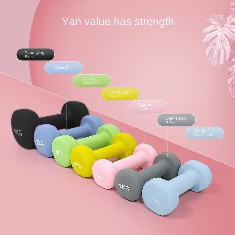 Adjustable Dumbbell Yoga Flat Head Scrub Impregnated Plastic Men And Women Home Exercise Sports Equipment Solid Cast Iron