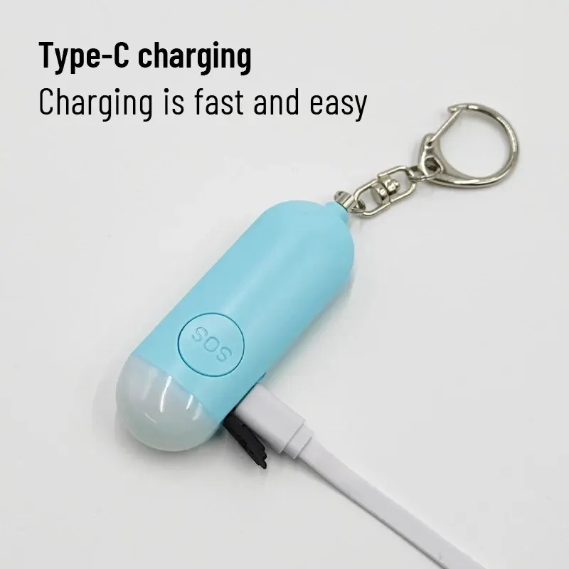 Rechargeable 130DB Personal Security Alarm Keychain with LED Light