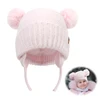 Winter Baby Hat Windproof Toddler Bonnet Cute Pompom Knitted Hats Newborn Beanies Cap Outdoor Warm Infant Accessories 0-2 Years 1