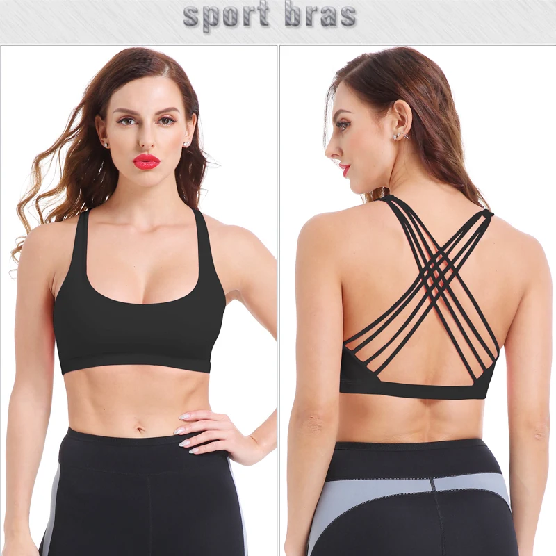 SEXYWG Cross Back Open Halter Sports Bras Sexy Vest Top Fitness Women  Running Sport Bh Yoga Shirt Bra Gym Compression Brassiere