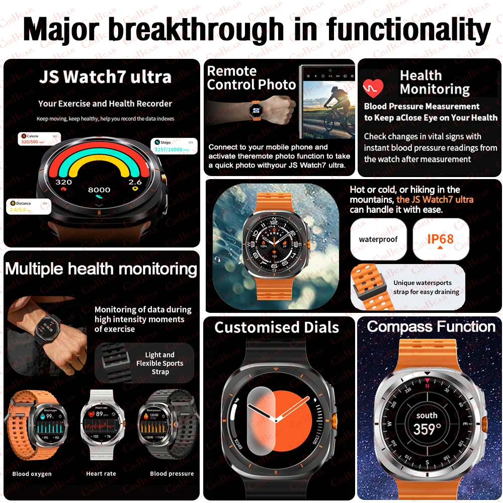 Smart Watch For Samsung Galaxy Watch Ultra NFC GPS Track Compass Smart Watch Men 1.43 Inch AMOLED Always Display Screen BT Call