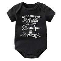 Cotton Baby Bodysuits Newborn Jumpsuit Hand Picked For Earth By My Grandma/Grandpa In Heaven Short Sleeve Summer Baby Outfits 5