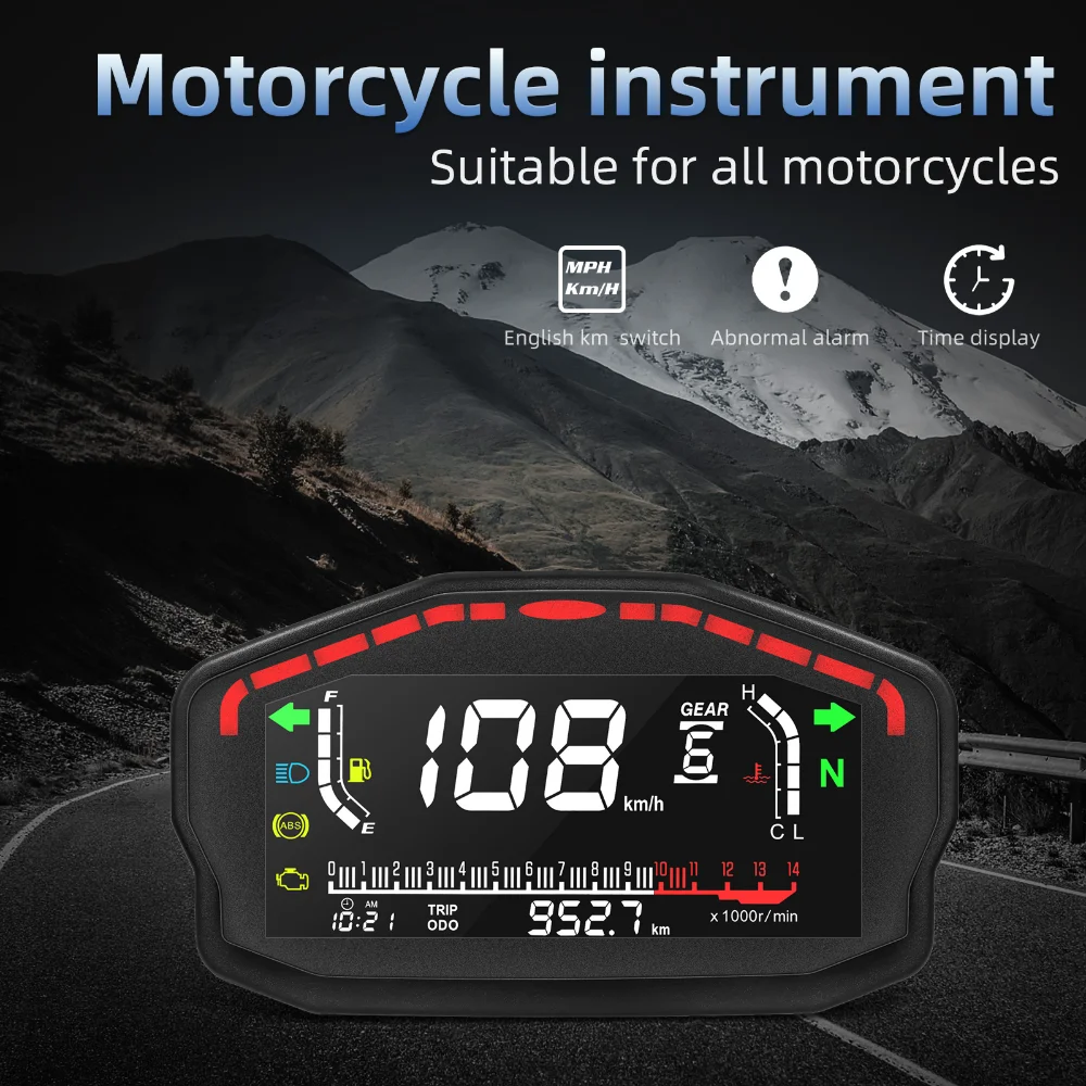 Mini universale per moto tachimetro digitale LCD contachilometri digitale contagiri per motore elettrico