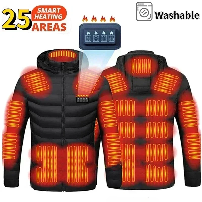 25/21areas Heated Jacket Men Women Winter Usb Electric Heating Parka Smart Heating Clothes New Snow Waterproof Down Cotton Coats down jacket,women jacket,mens jacket