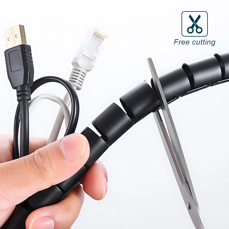 Cable Organizer 2M Flexible Spiral Cable Wire Protector Computer Cord Protective Tube Clip Arrangement Tools 16/10/8mm