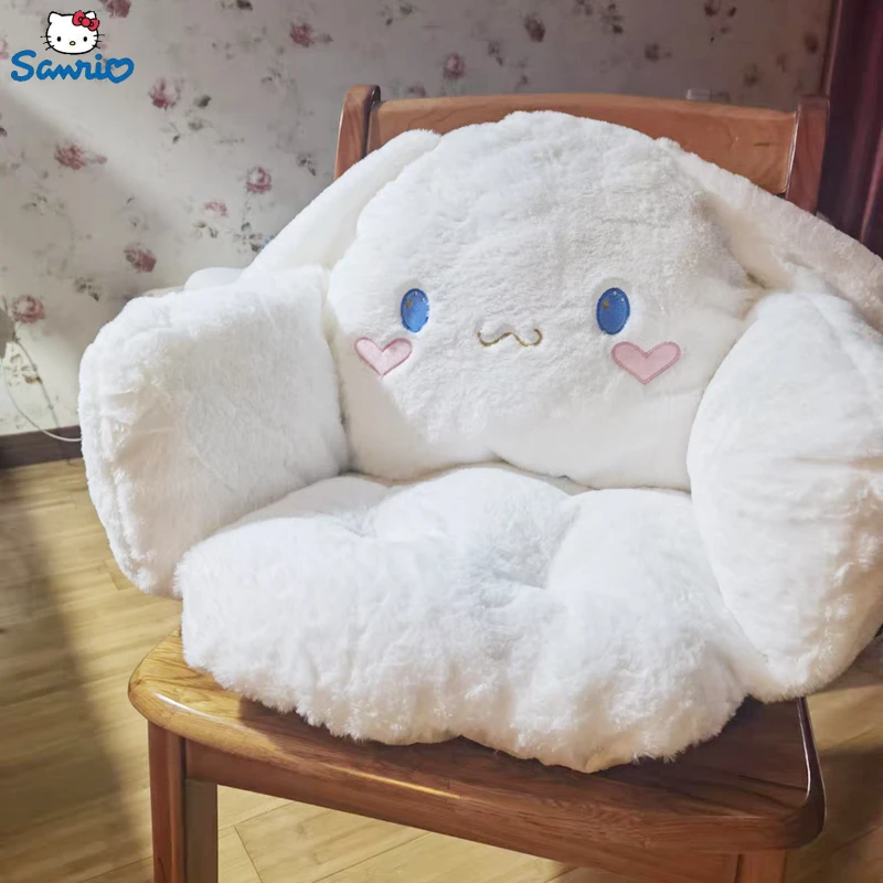 

Sanrio Kawayi Cinnamoroll зимняя плюшевая наполовину покрытая черной детской кроватью, Офисная Нескользящая подушка для стула