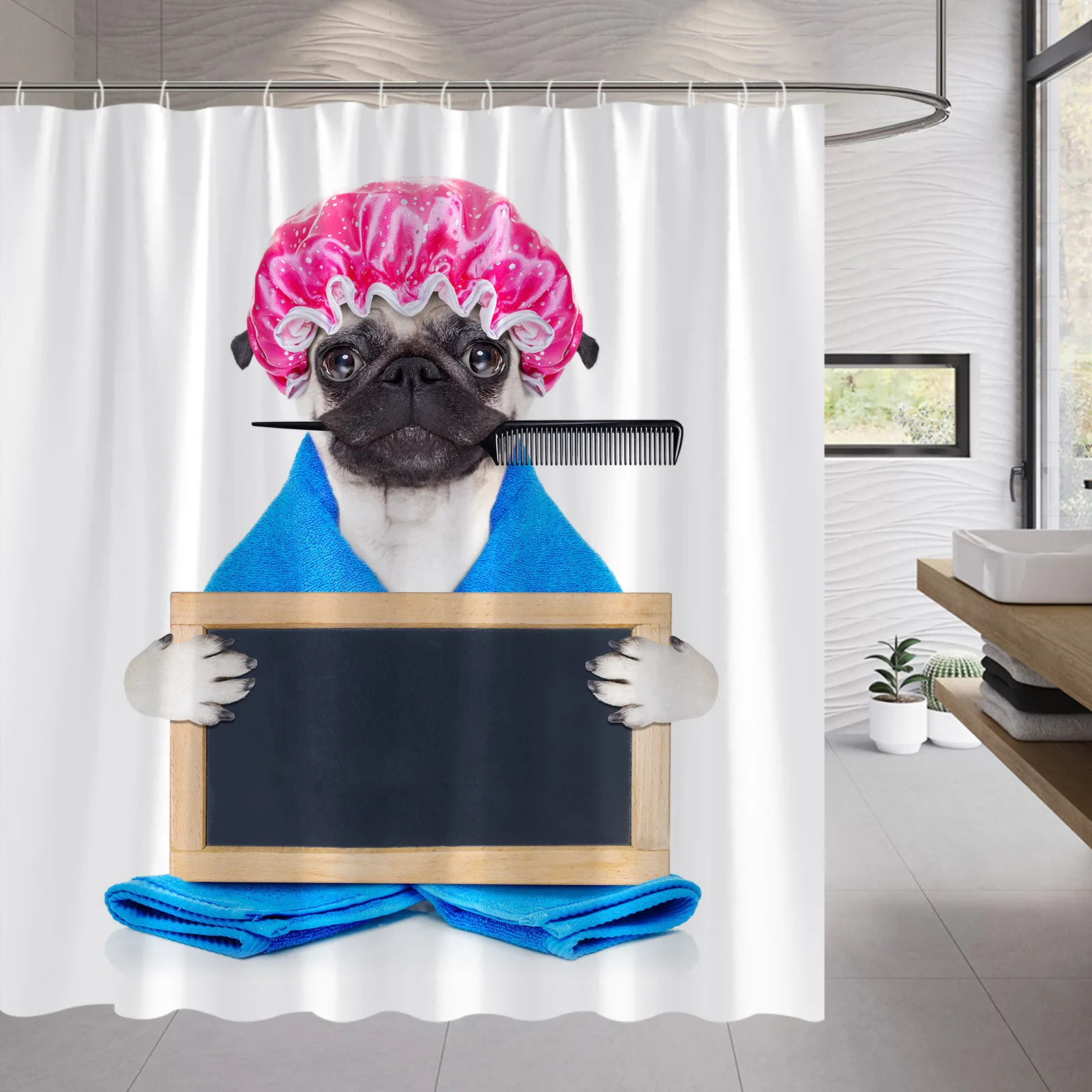 

Забавная занавеска для душа с рисунком животных, собаки, современные аксессуары для ванной из полиэстера, моющиеся