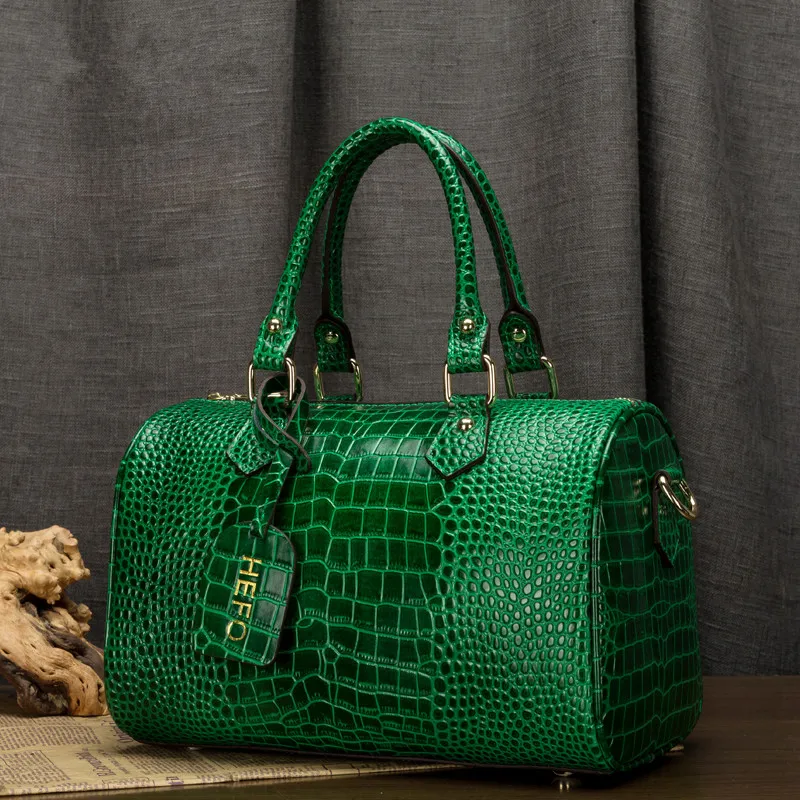 

Crocodile Pattern Portable Women Handbags Leather Bag Boston Genuine Leather Cross-Body Bag New Women's Bag