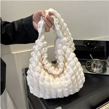 حقيبة كروس مع تصميم مطوي حقيبة كتف منقوشة مطرزة تحت الإبط حقائب بسيطة ذات سعة كبيرة مبطنة للنساء 4