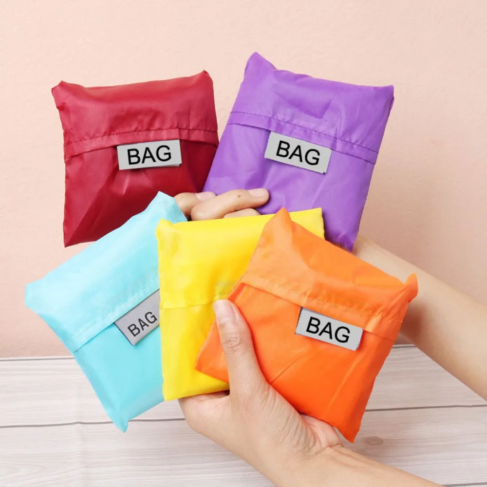 

Solid Color Polyester Storage Bag Reusable Large-capacity Portable Grocery Bag Shopping Bag Handbag Tote