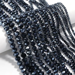 Sparkling Crystal Faceted Rondelle Beads for DIY Crafts and Handmade Accessories (Black)