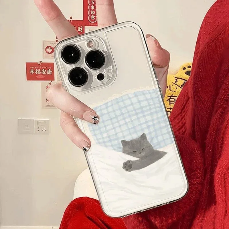 Adorable Cartoon Cat Dog Couple Soft Phone Case Cover