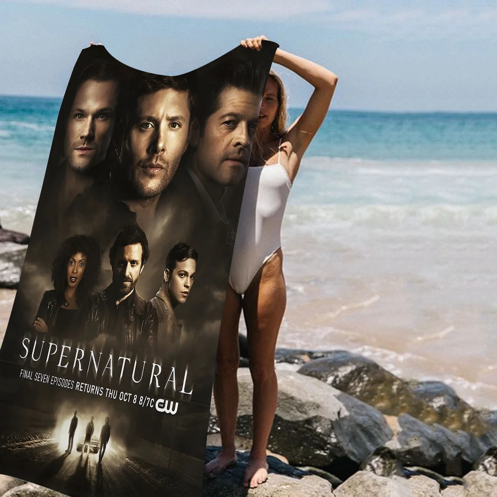 Tv Show Supernatural Beach Towel Cartoon Cute Summer Kids Large Bath Pool Beach Towel Microfiber Absorbent for Swimming Travel 5