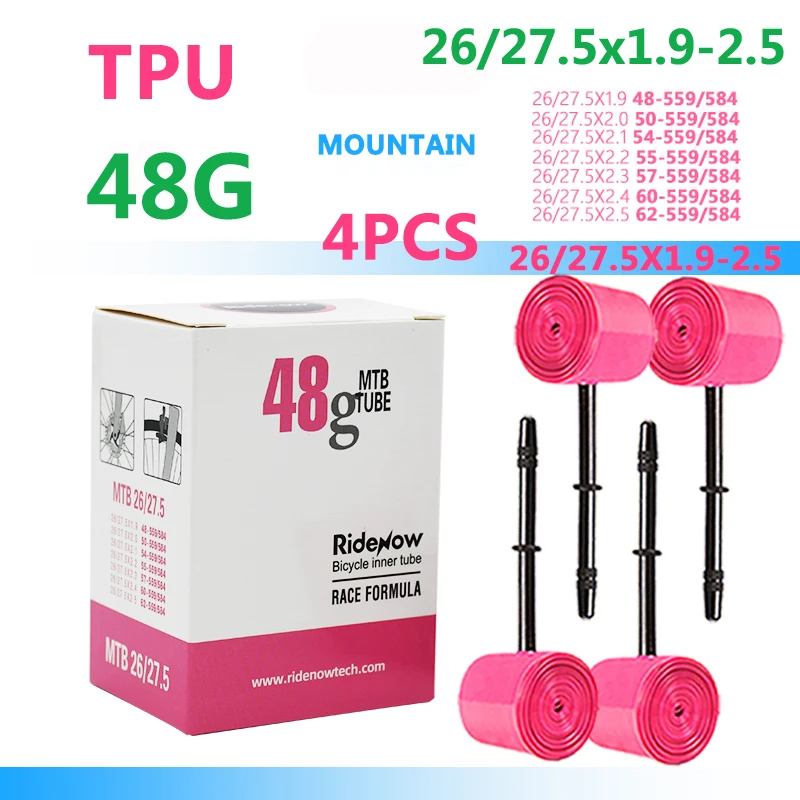 Ridenow Tpu Mtb Bike Inner Tube 26/27.5x1.4 1.5 1.6 1.75 1.9