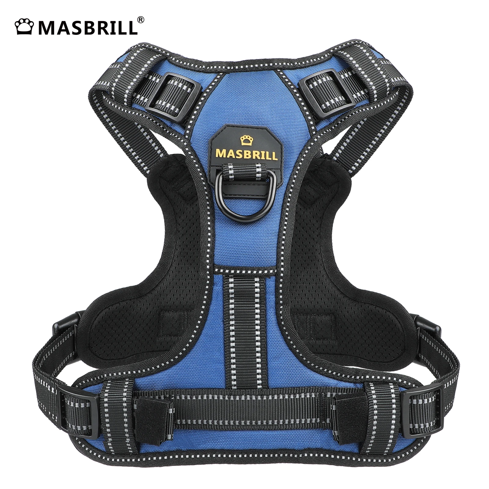 Masbrill Dog Harness Pet Reflective Nylon No Pull Adjustable Medium