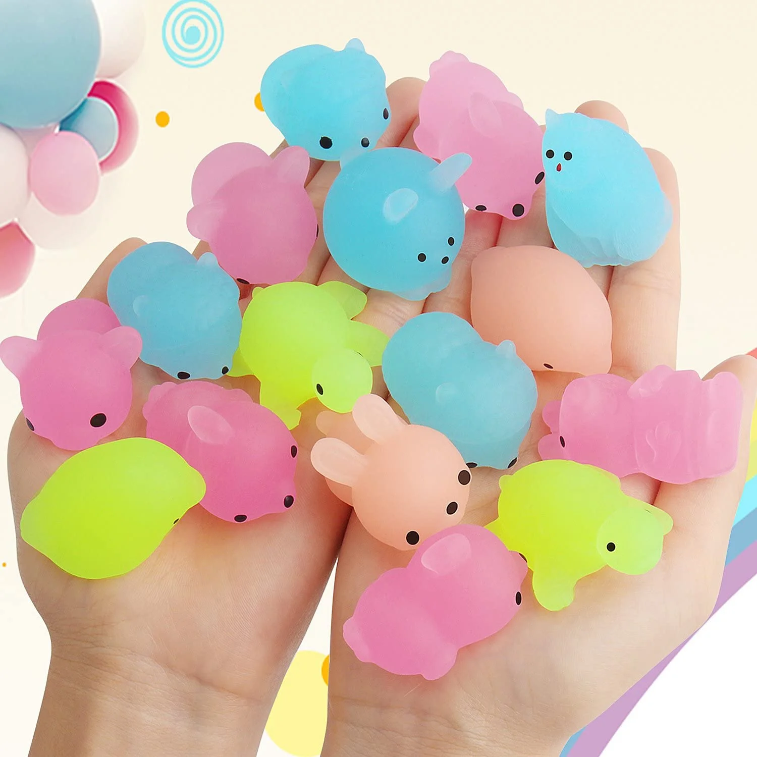6/12/18 Pcs Luminous Mochi Squishies, Mochi Squishy Animals Stress Toys, Mini Stress Relief Toys Mochi Animals Toys Kawaii 4
