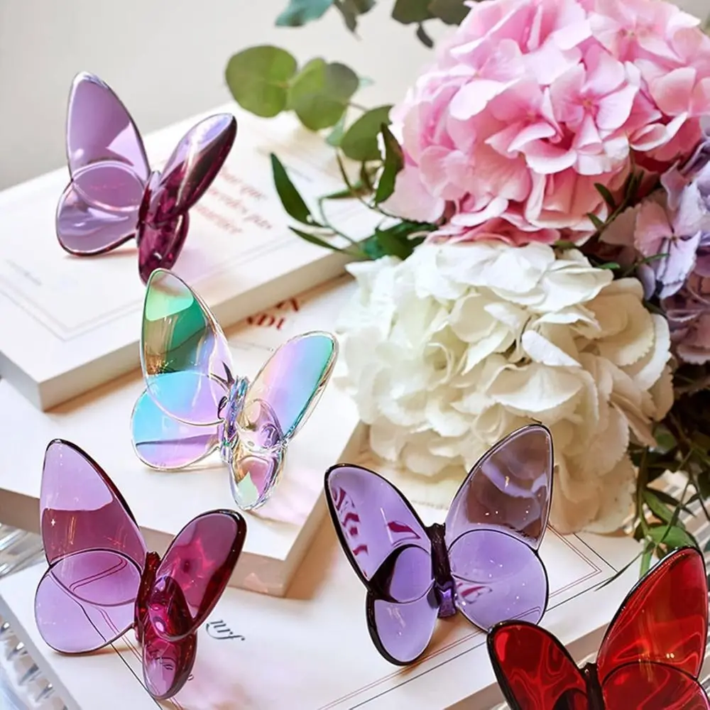 Multiple Color Crystal Butterfly Figurines Super Winkling Reflective Glass Butterfly Ornament Vivid Home Decor