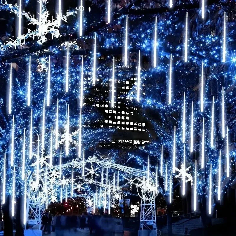 Description Picture 6 of item1/2/3/4 Set Meteor Shower Garland Holiday Light String Outdoor LED Fairy Festoon Lights Garden Street Christmas New Year Decor