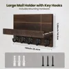 Wood Key Holder with Shelf Wall Decor Floating Shelf with Hooks Holds Key Rings Dog Leash Wallet Purse for Entryway Living Room 3