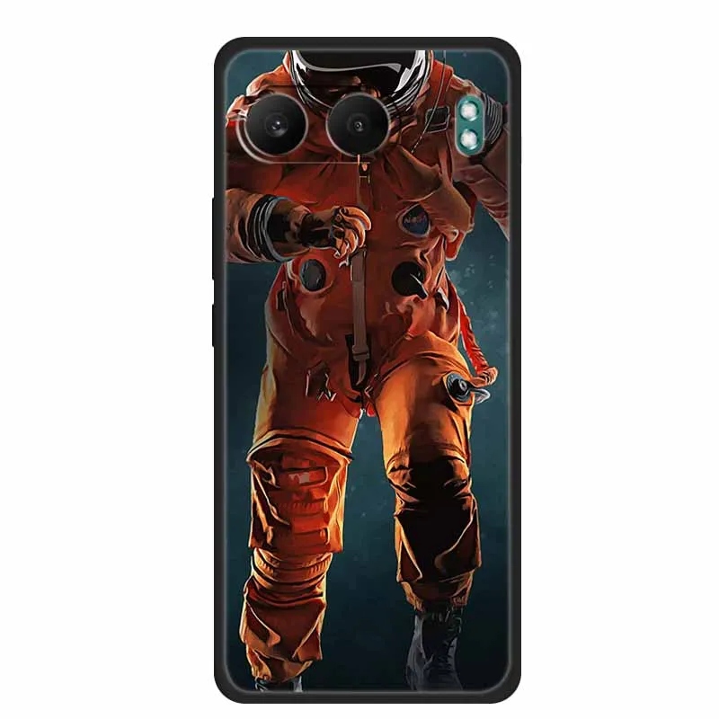 Astronaut Design Soft Silicone TPU Phone Case - Space-Themed Back Cover