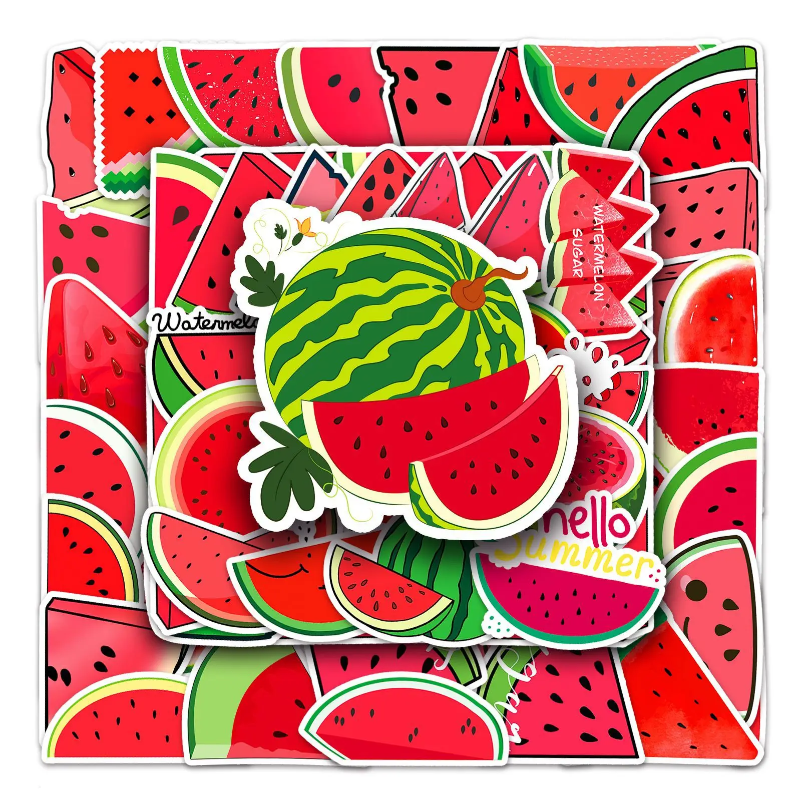 

10/30/50PCS New Popular Cartoon Watermelon Graffiti Sticker Helmet Laptop Skateboard DIY Waterproof Toy Reward Sticker Wholesale