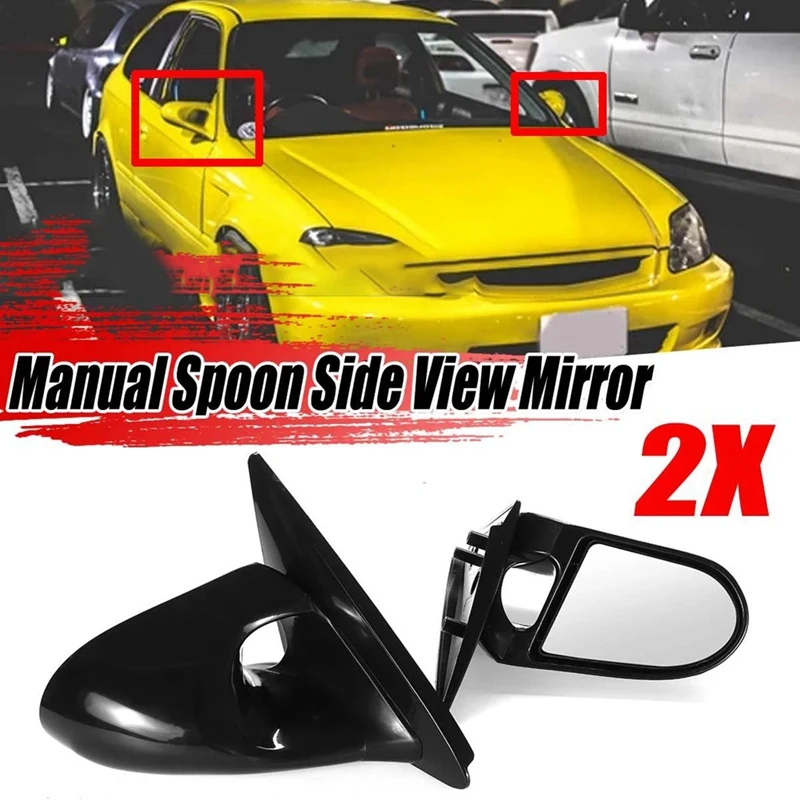 Manual Adjustable Spoon Style Side View Mirror For Honda Civic EG 2Dr