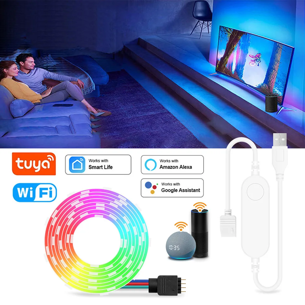 

Светодиодная лента Tuya с поддержкой Wi-Fi, 5050 RGB, 5 В, USB