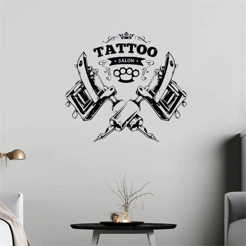 Fashion Tattoo Lounge Tattoo Salon Wall Sticker Decalcomania Da Parete Rimovibile Tattoo Shop Logo Wall Art Decor Decalcomanie Vinile Ov25