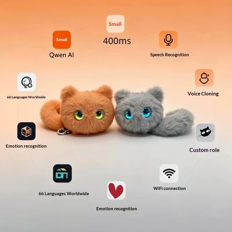 Kids AI Curious Cat Interactive Plush Toy Voice Control Electronic Pet Speech & Emotion Recognition Multi Language Stuffed Doll - Image 3