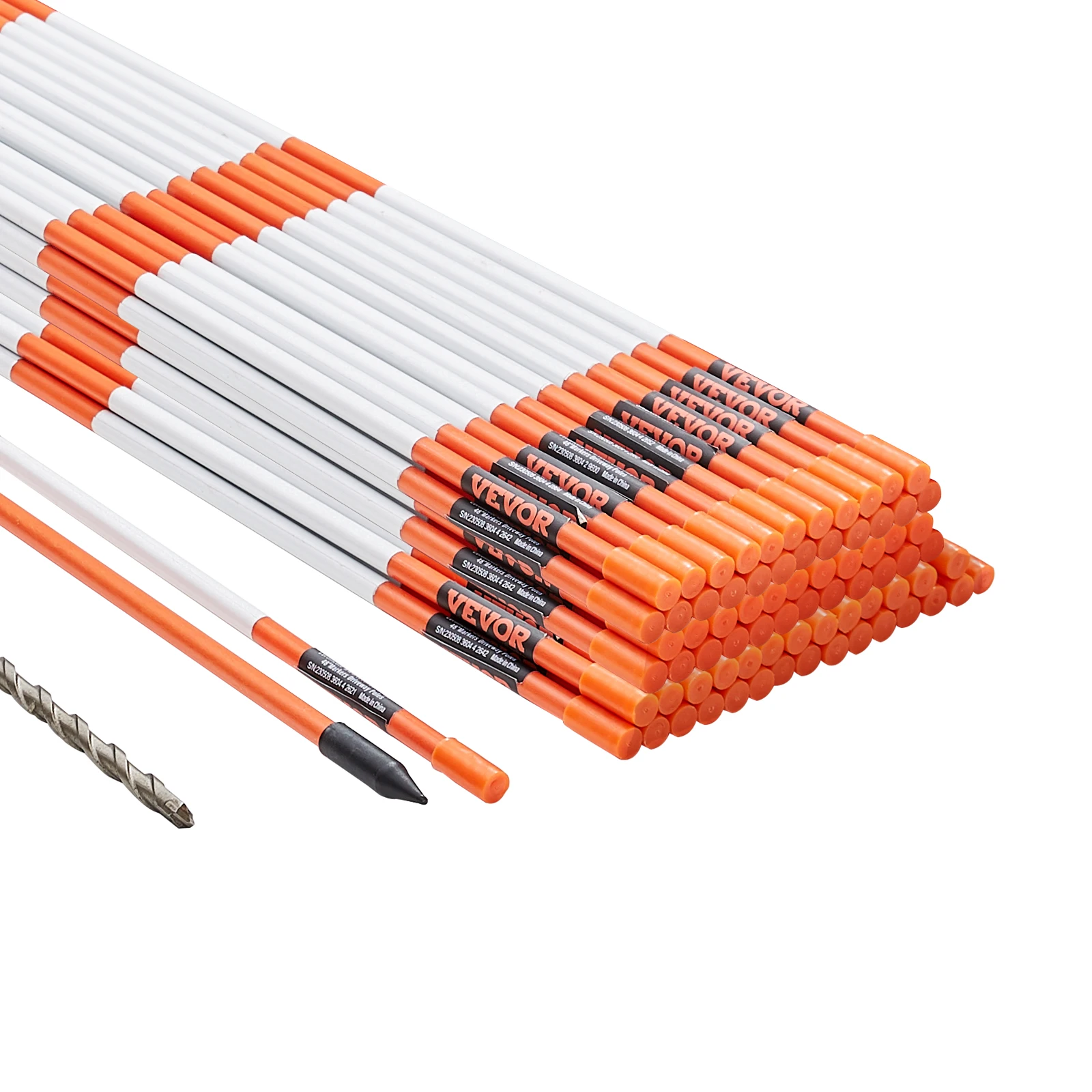 VEVOR Driveway Markers 48 inch 0.4 inch Diameter Fiberglass Poles Snow Stakes Parking Lots Walkways Easy Visibility