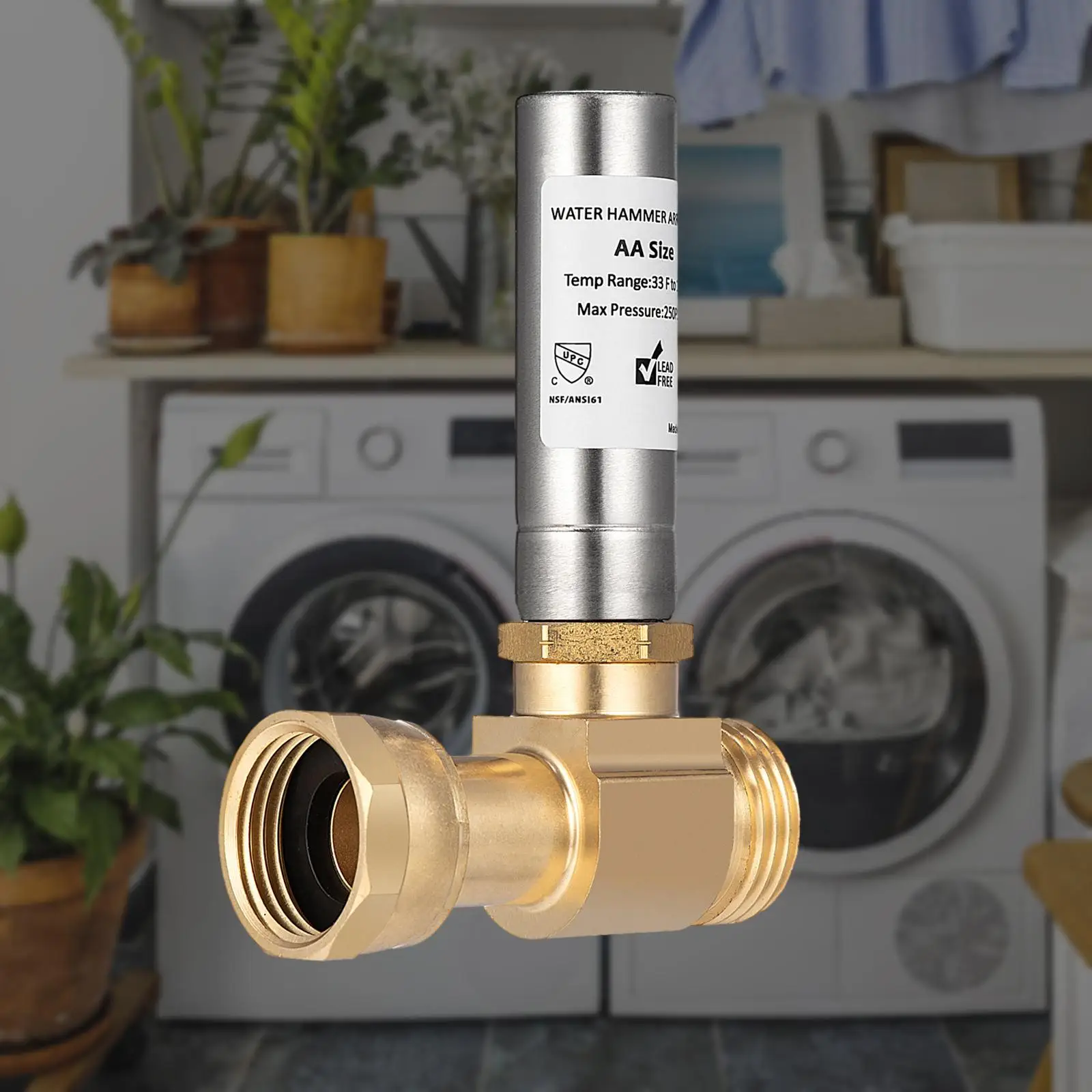 Water Hammer Arrestor High Temperature Brass Pressure Reducer Angle Washing Machine for Washer Hotel Kitchen Laundry Room