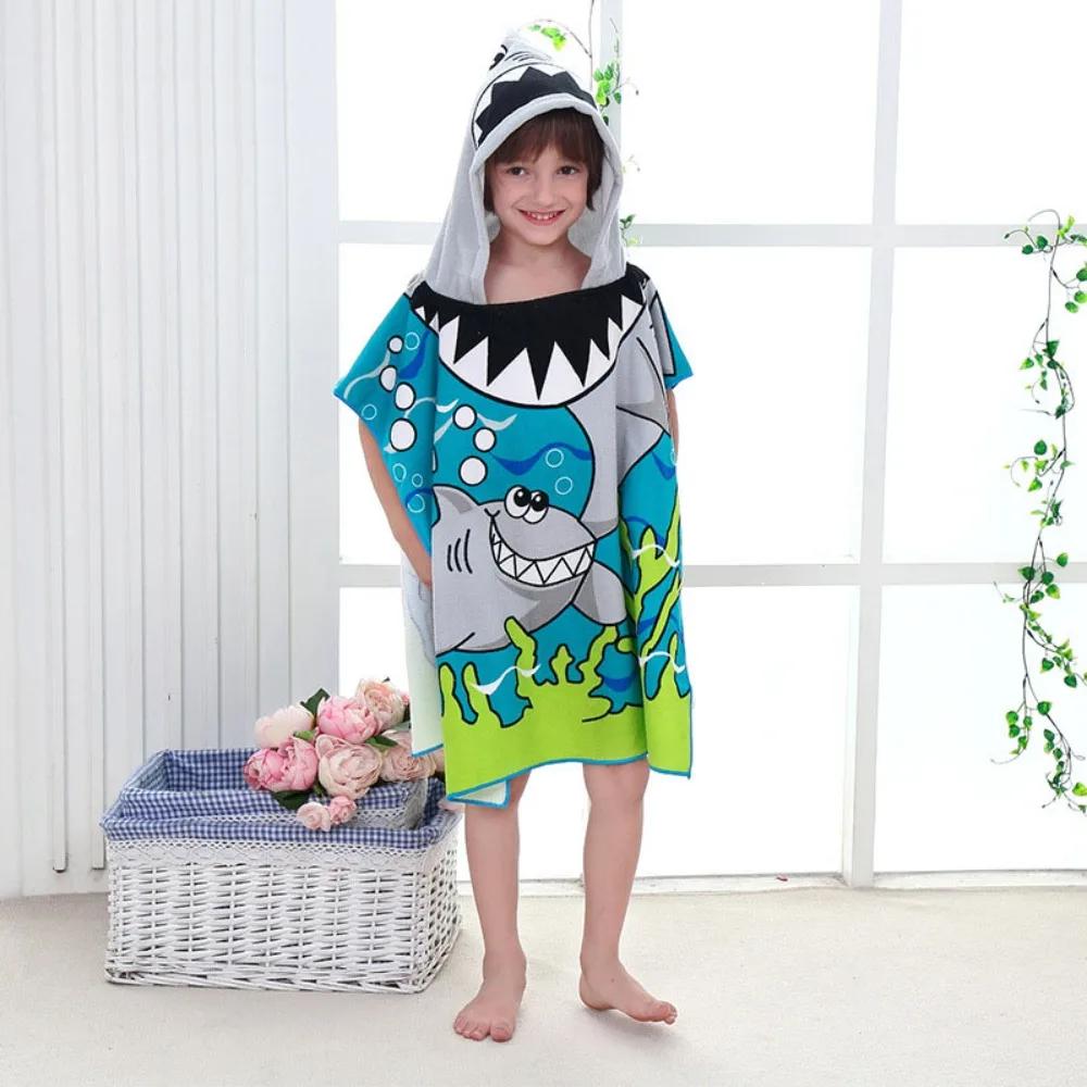 Kids Toddlers Hooded Poncho Towel Beach Swimming Changing Robe for Boys Girls Baby Bathrobe Bath Towel