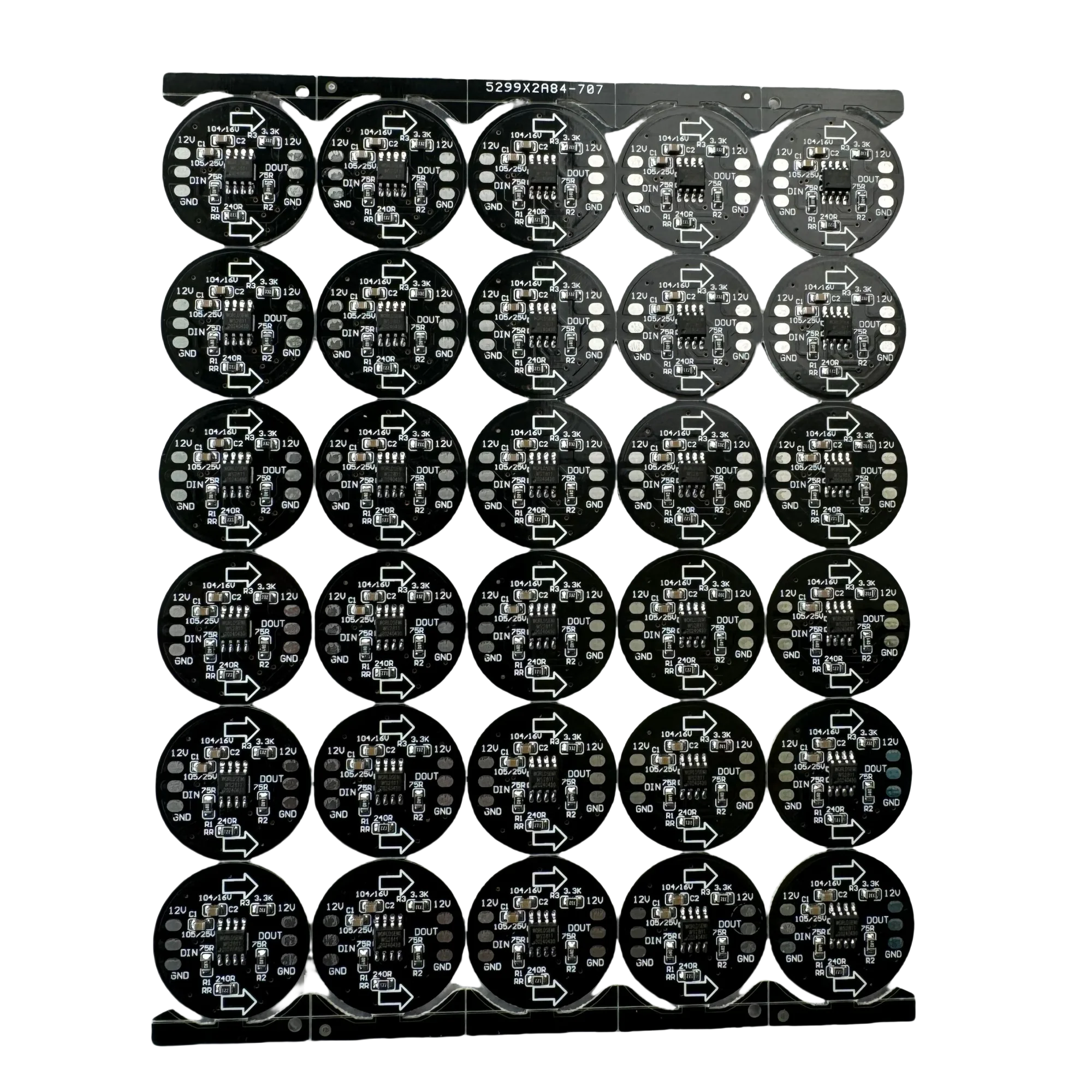 26mm Diameter WS2811 IC RGB Pixel PCBA Black Color 3pcs 5050 SMD RGB 0.72W/Pixel DC12V,No Wire only Board