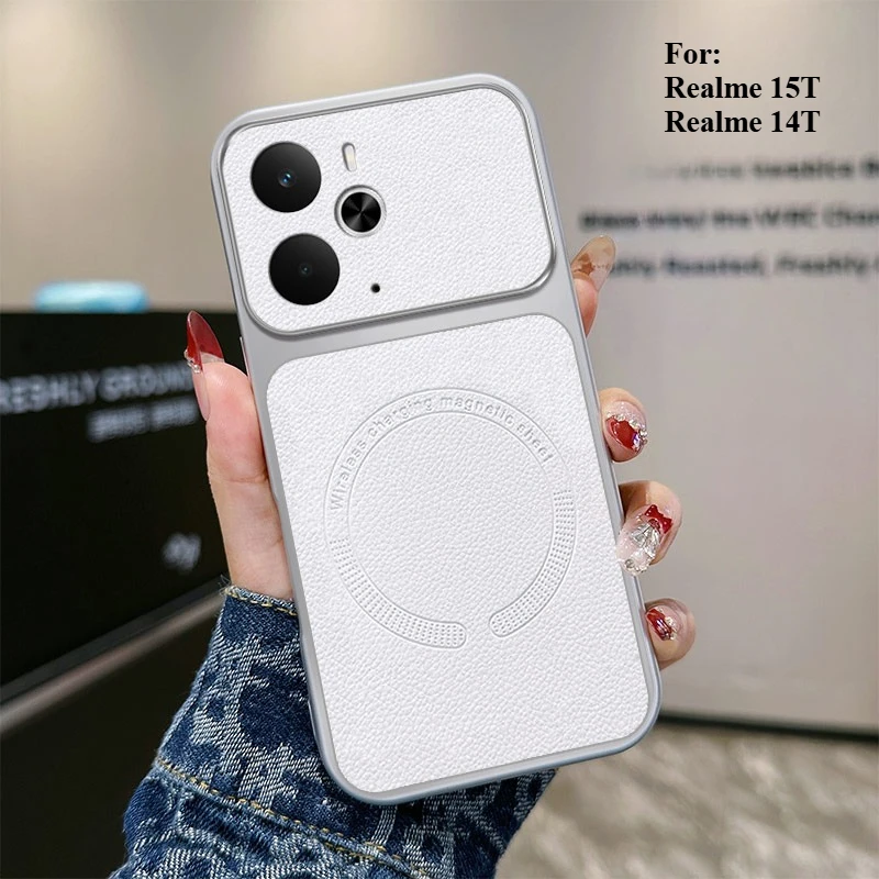 New Vegan Leather Magnetic Ultra-Thin Anti-Drop Case with Wireless Charging Support