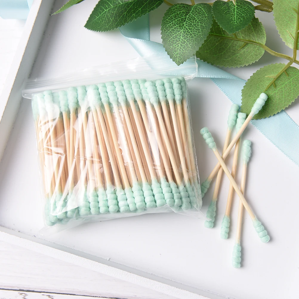 100PCs Cosmetic Cotton Swab Stick Double Head Ended Clean Cotton Buds Ear Clean Tools For Children Adult
