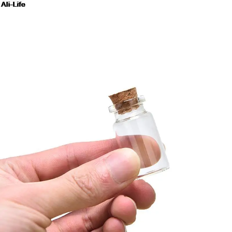 10PCS Mini Tiny  Glass Bottles with Cork Stopper Clear Bottle Vial Wedding Decoration Small Clear Cork Stopper Glass Bottles 5