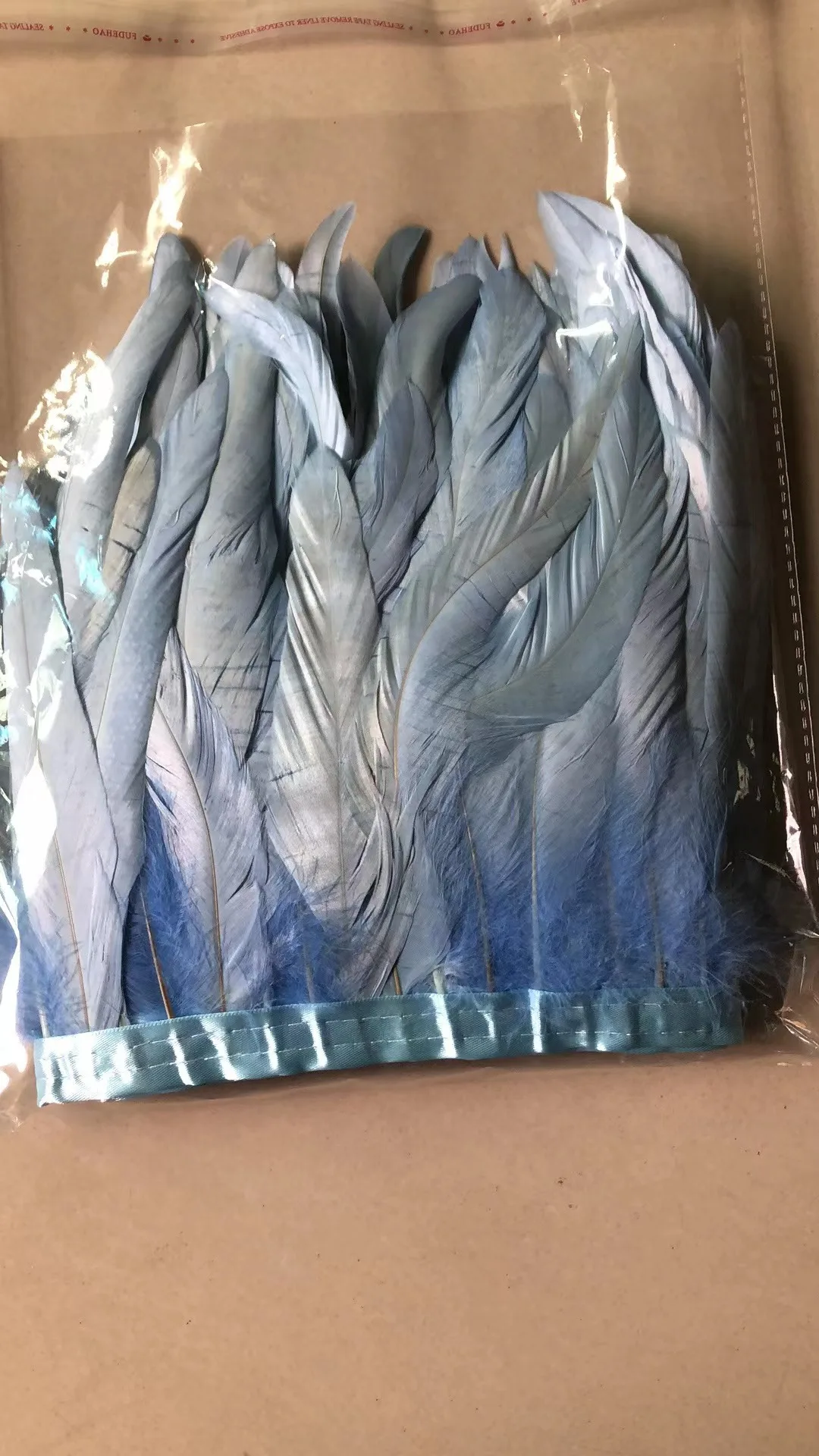 

10Meters Sky Blue Rooster Feather Trim Ribbon 25-30CM Chicken Feathers for diy crafts Dress Clothing Sewing Decoration Accessory